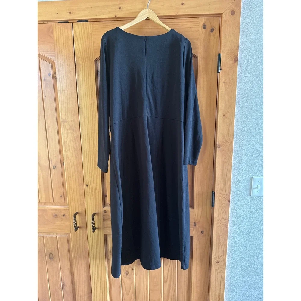 Eloquii Black Twist Back Long Sleeve Midi Dress Plus Size 18 NWT - Picture 4 of 4